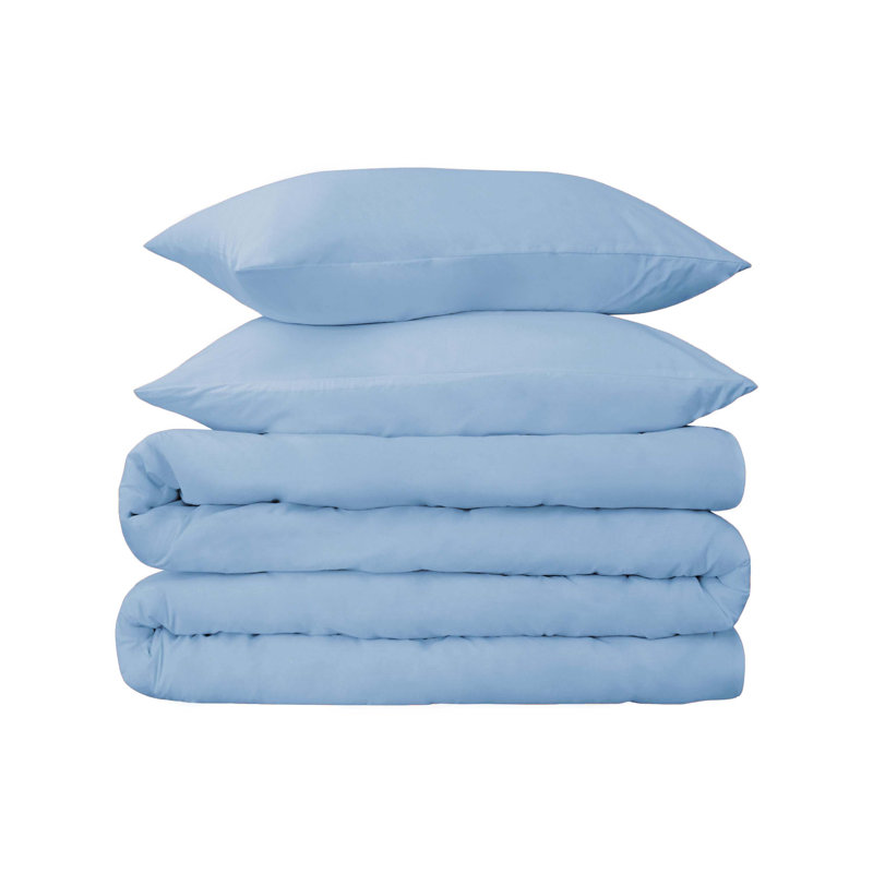 Classic 700 Thread Count Certified Certified Egyptian Cotton Sateen Duvet Cover Set, Light Blue