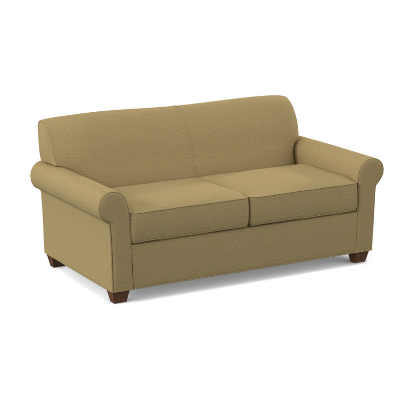 Finn Rolled Arm Sofa with Reversible Cushions, Montana Walnut, Antic Fawn, 34" H x 75" W x 36" D