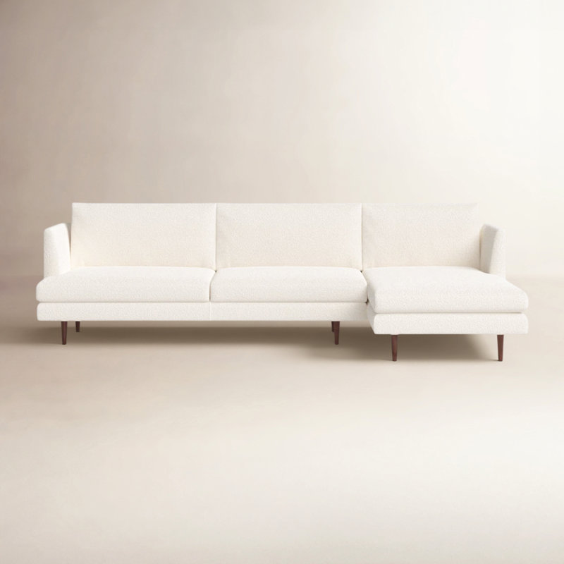 Miller Polyester Blend Sectional, Right Hand Facing, Cream Polyester Blend