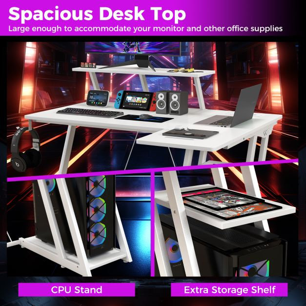 L-Shaped Metal Base Computer Desk