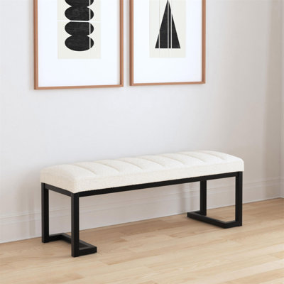 Banc rembourré capitonné Mira Vanilla Boucle