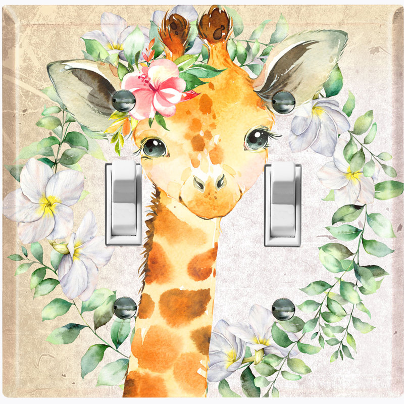 Plaque murale mignonne avec girafe orange et bébé