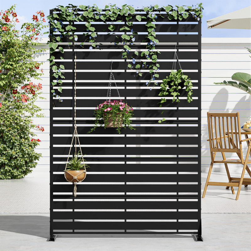 Panneau de clôture en métal pour l'extérieur, Noir, noir, noir, noir