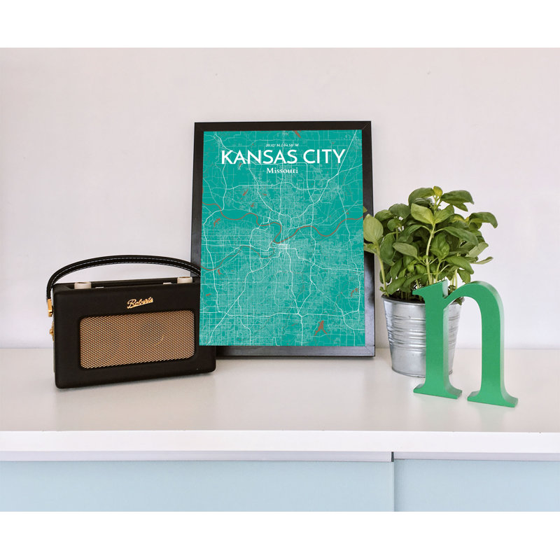 Kansas City Map - No Frame Print, 43.2cm H x 27.9cm W x 0.13cm D