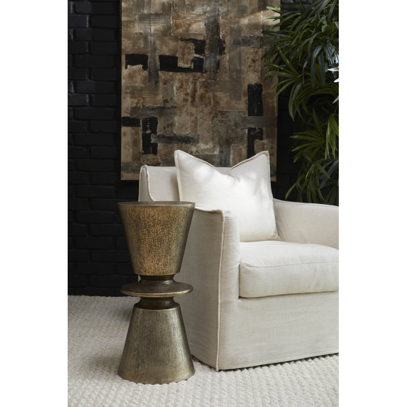 Clepsydra Top End Table, Antique Brass