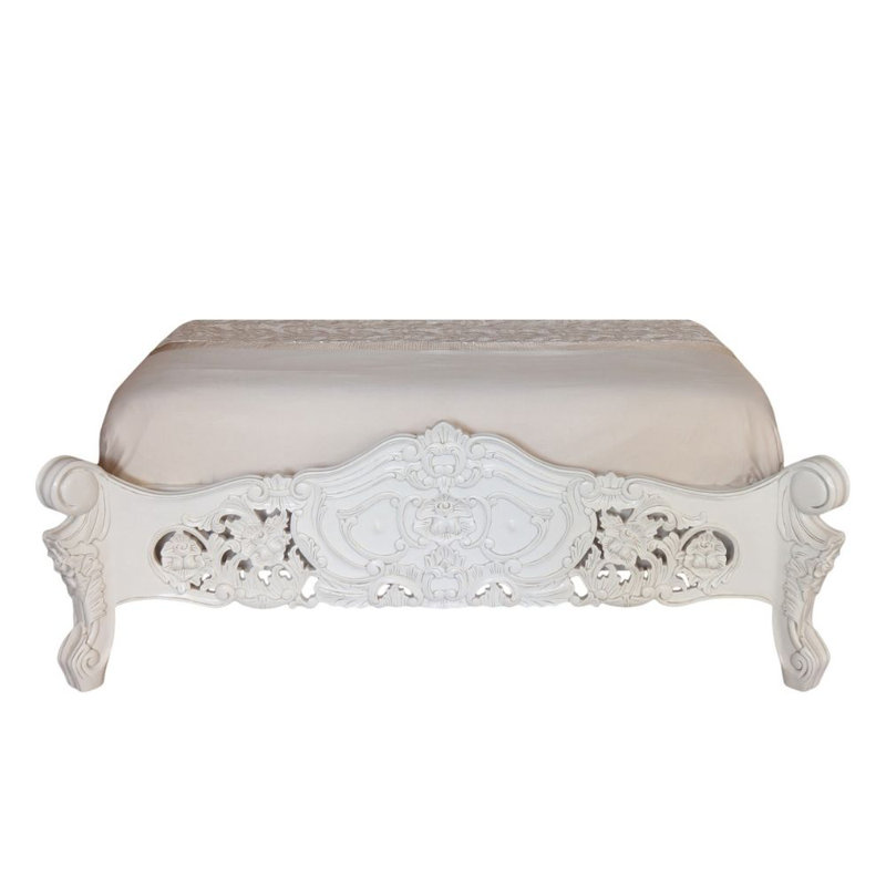 Andre Solid Wood Bed, Antique White, Double (4'6)