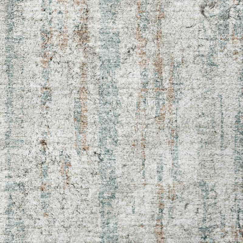 Premium Machine Washable Dream Shag ADS39 Broken Bars Rug, 1'8" x 2'6", Ivory