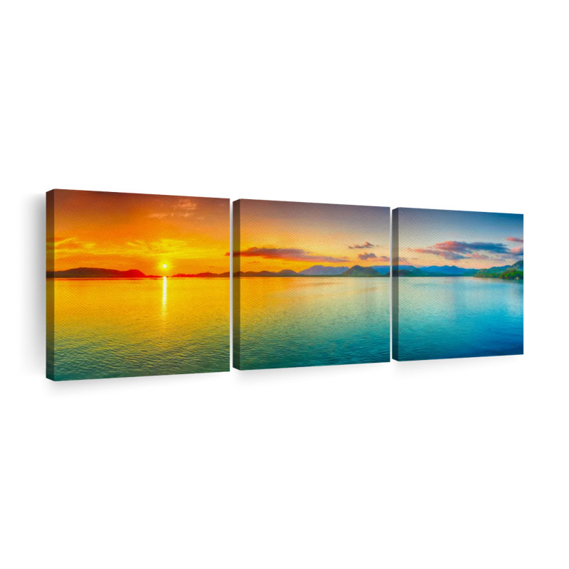 «Landscape Beach», 3 impressions sur toile tendue, H 18 po x l 57 po x P 1,25 po