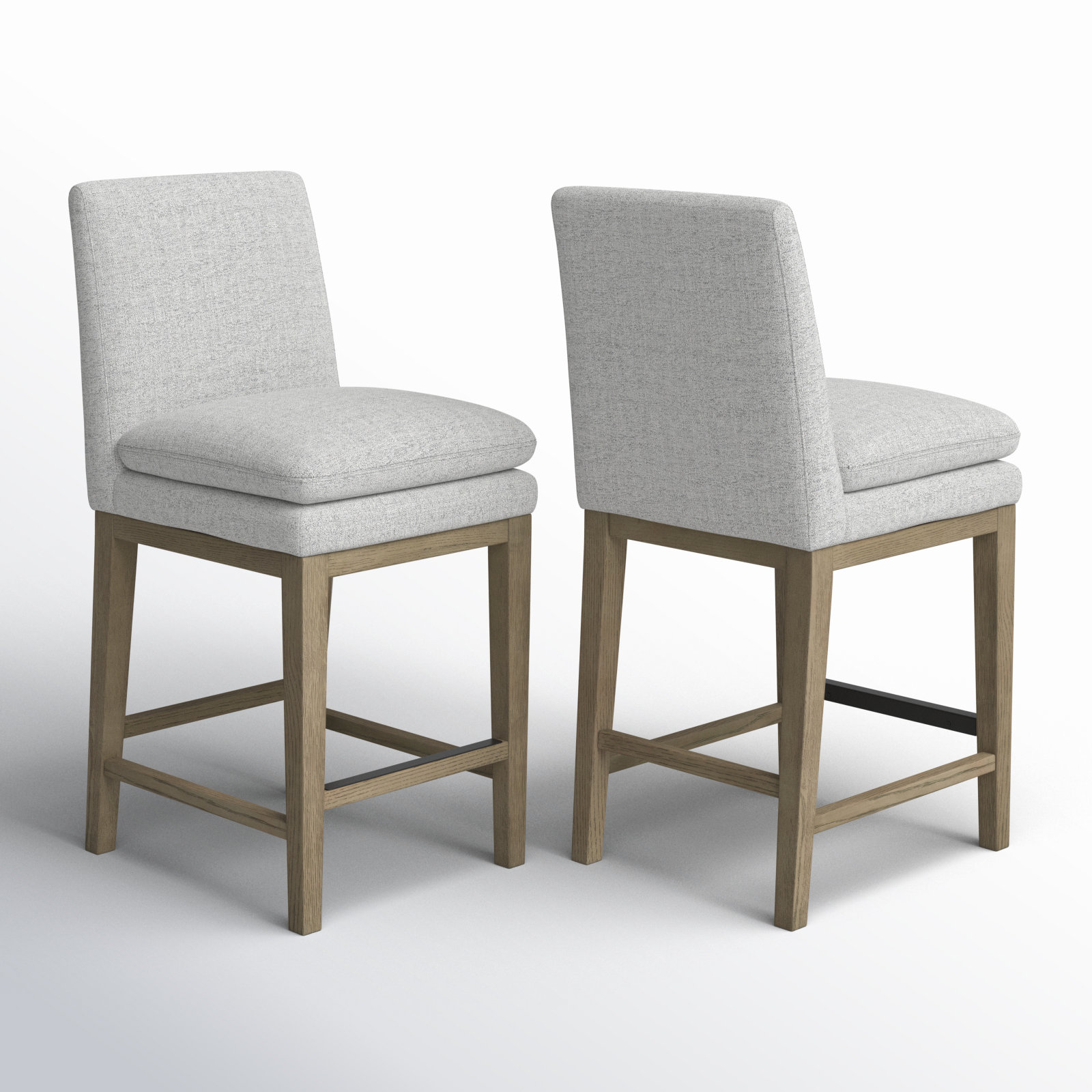 Bethea Upholstered Counter Stool (Set of 2), Gray Heathered