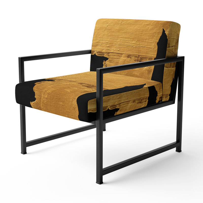 Fauteuil d'appoint rembourré jaune et noir Walt Crossing Paths II, Noir, noir, noir, noir