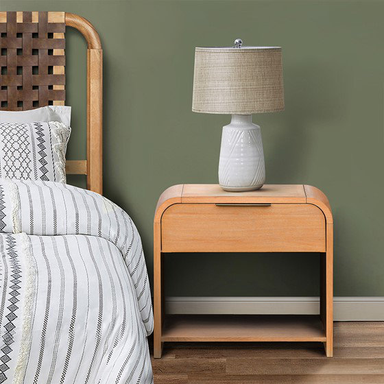 Hokku Designs Modern One Drawer Waterfall Nightstand - Natural