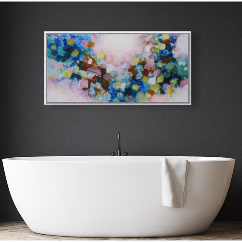 Impression Boho Gems par l'artiste locale Janet Burrows, H 23 po x l 43 po, Cadre argenté