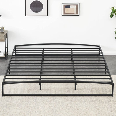 Très grande base de lit très grand - plateforme en métal robuste de 10 pouces, sommier, silencieux, aucun sommier requis, assemblage facile, antidérapant, noir