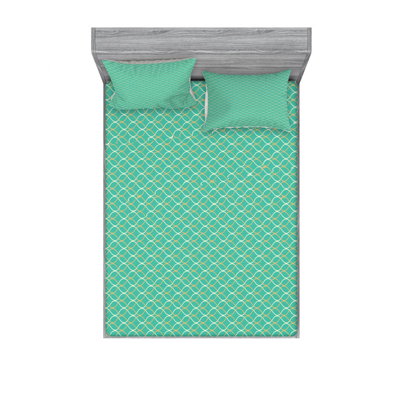 Microfiber Geometric Sheet Set, Queen Sheet Set with Fitted Sheet