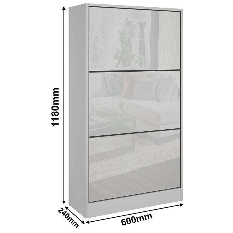 12 Pair Shoe Storage Cabinet, Gray