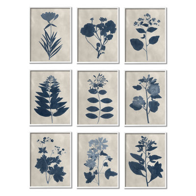 «Beautiful Botanical Silhouette Floral Plants Design» par Vision Studio - ensemble de 9 impressions sur toile