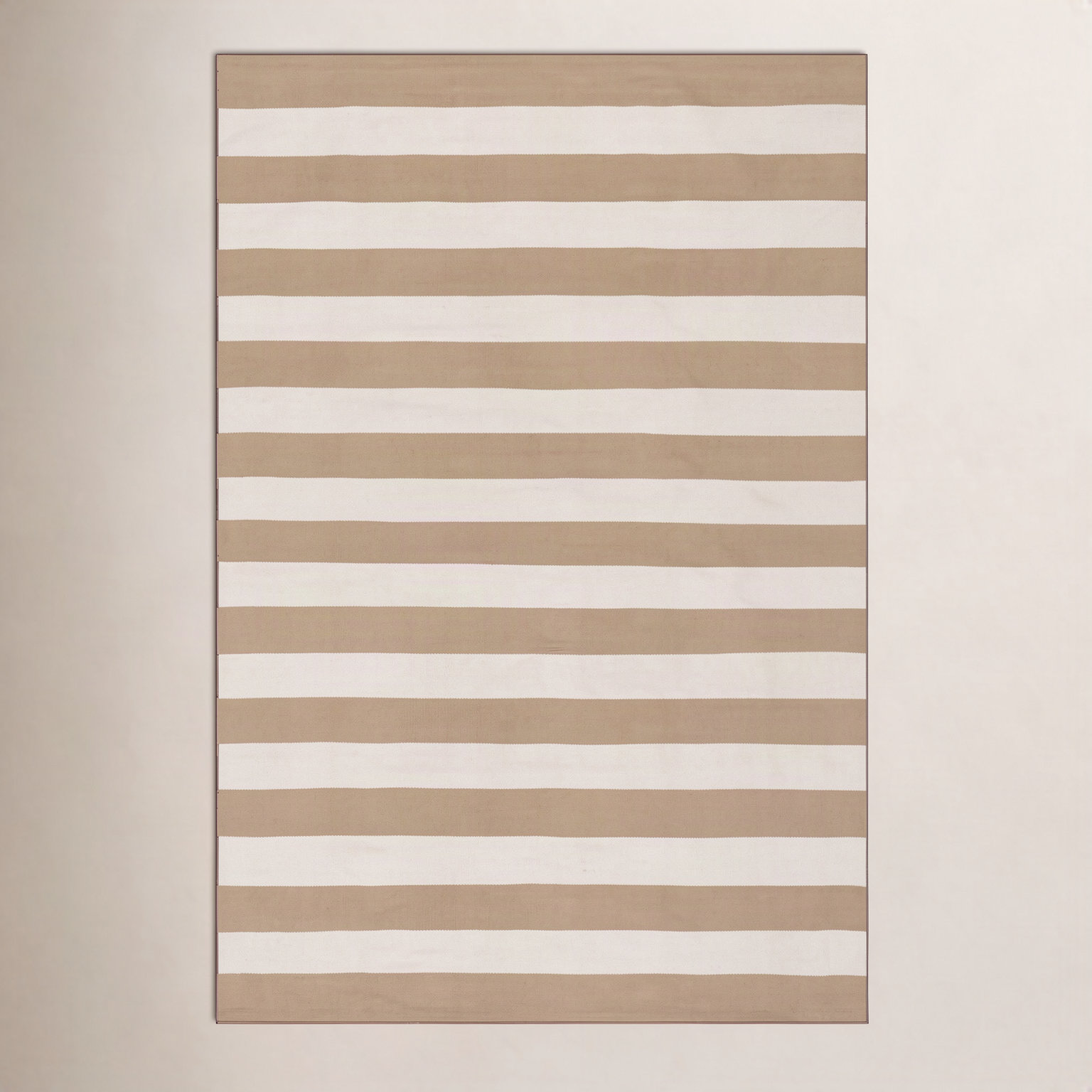 Khaki Hand-Woven Striped Outdoor Rug, Rectangle 5' x 7'