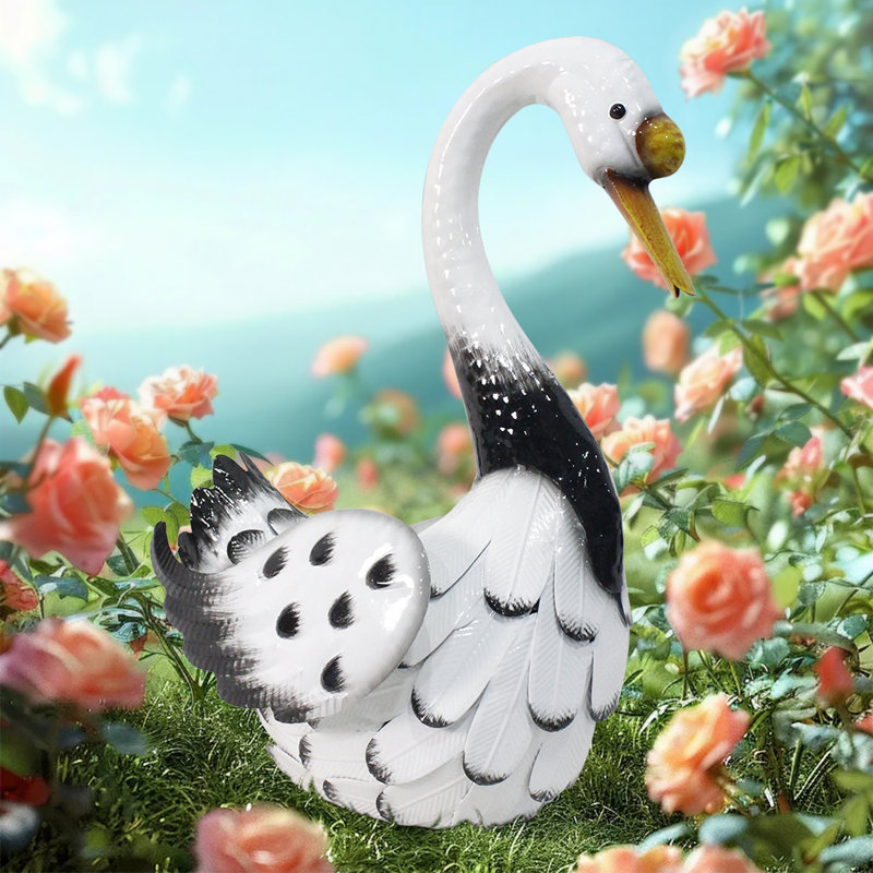 Color Swan Metal Garden Statue