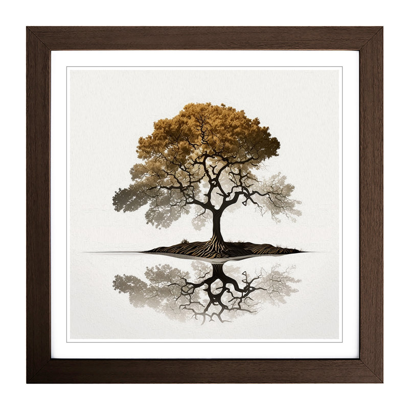 Oak Tree Minimalism No.1 - Framed Print, Walnut
