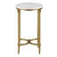 Table de bout en marbre blanc avec pieds en métal doré brillant, décoration exquise, surface à assembler et salon délicat