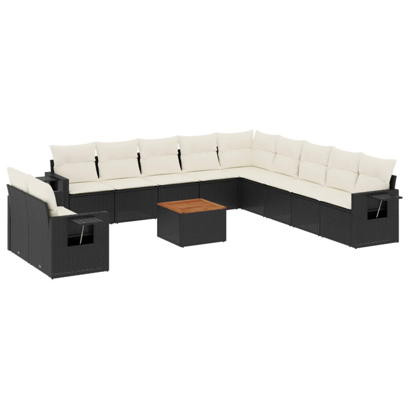 Ensemble de canapé de jardin Vidaxl noir, blanc crème