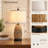 22.8" Natural Woven Rattan Table Lamp Set with 3-Way Touch Control, USB Ports & AC Outlet