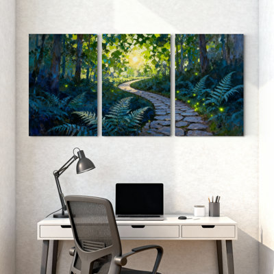 Ensemble de 3 impressions sur toile Winter Forest