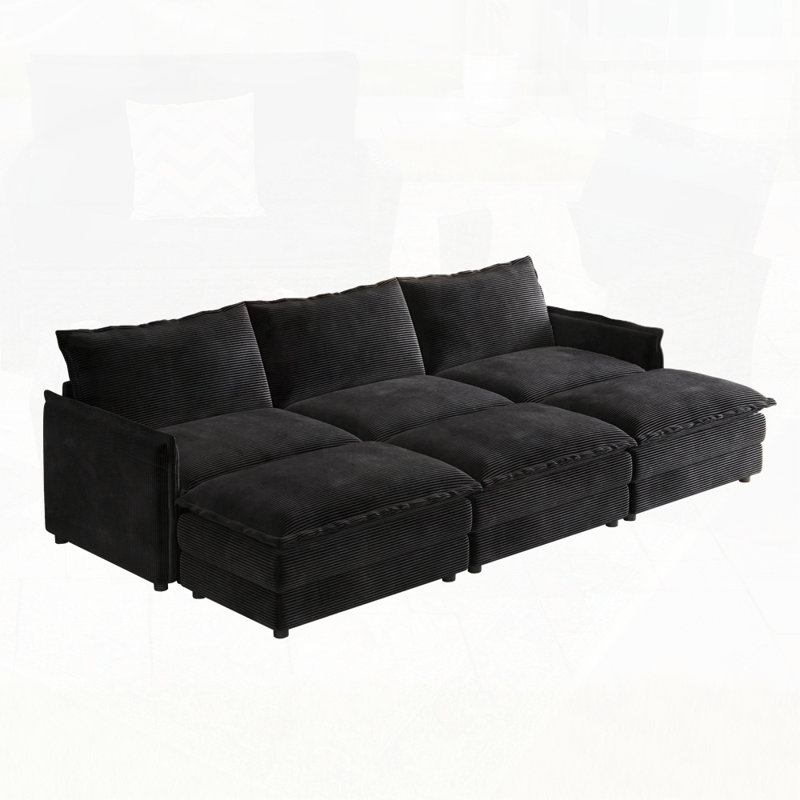 Canapé rembourré à assise profonde de grande taille, Noir