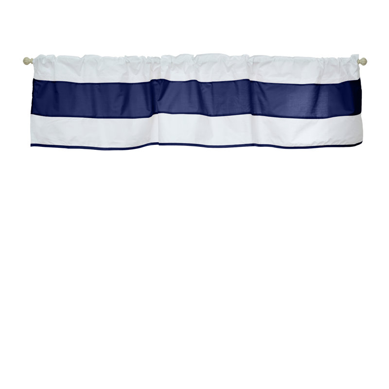 Cantonnière sur mesure en mélange de coton rayé Lilly, Bleu marine