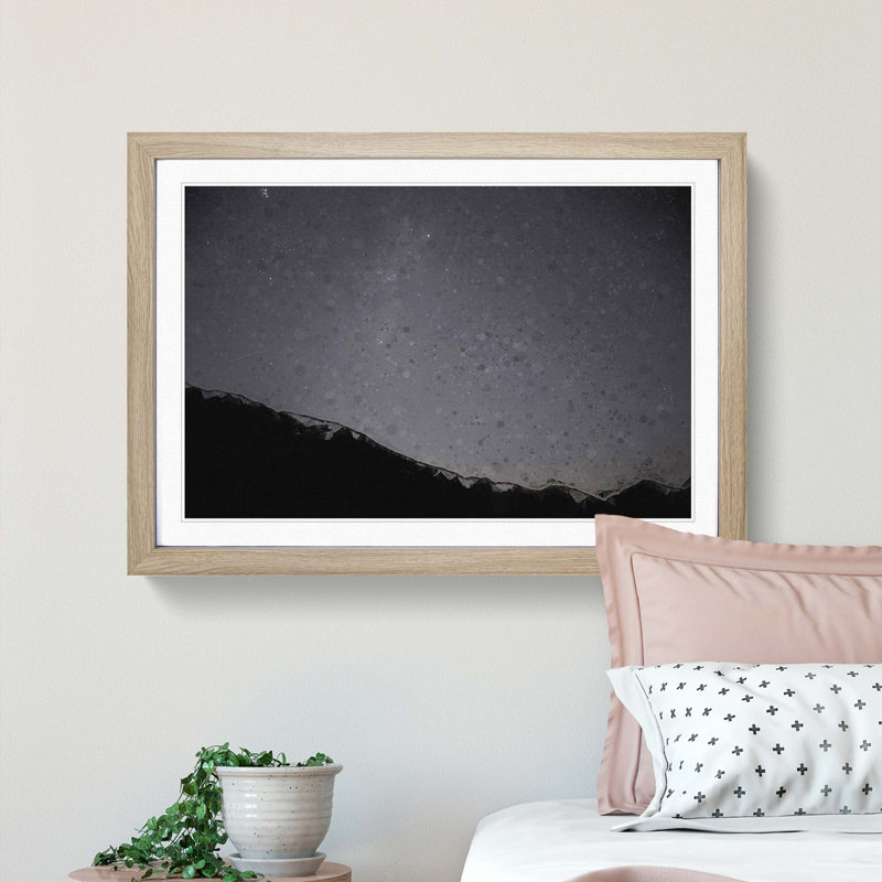 Stars over the Lake District - Picture Frame Graphic Art Print, 36cm H x 48cm W x 2cm D, Oak Framed