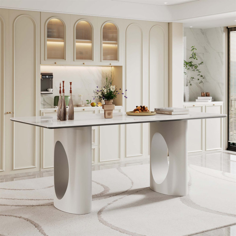 Table de salle à manger rectangulaire en verre trempé épais de 0,47 pouce avec base en acier au carbone durable