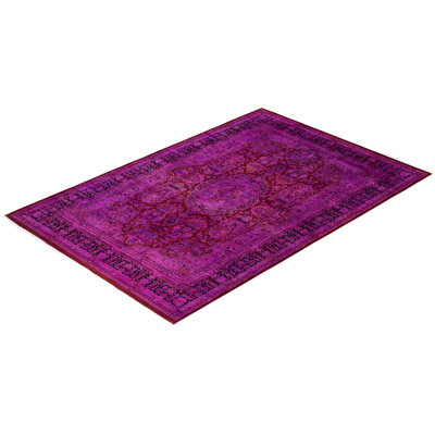 Overdyed Hand-Knotted Wool Modern-Contemporary Purple Area Rug 6' 1" x 9' 2"