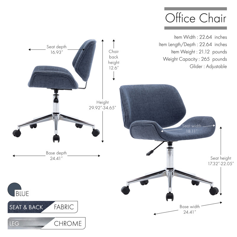 Chaise de bureau Amaka, Bleu
