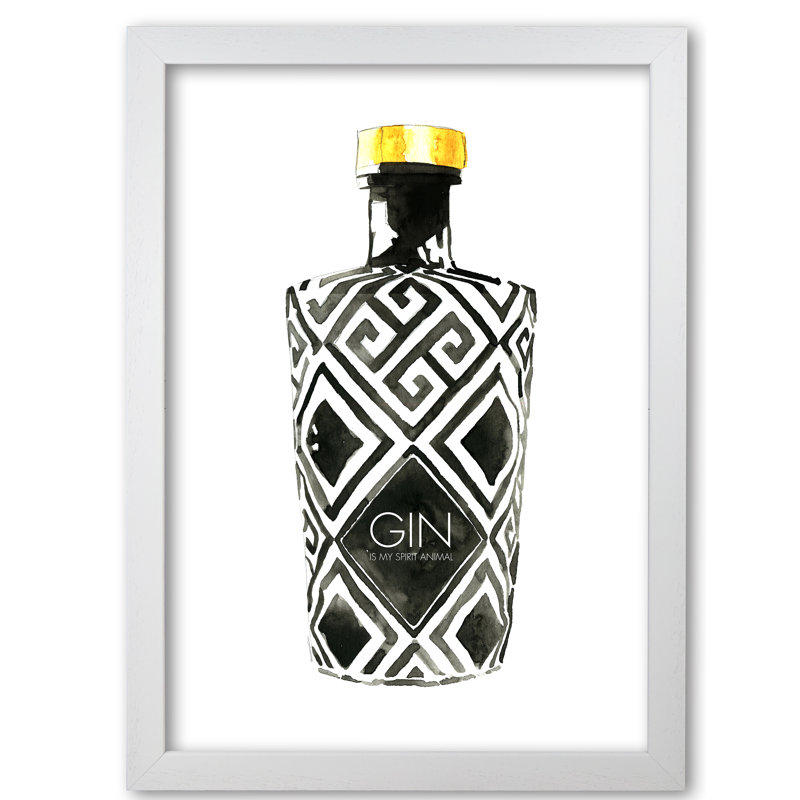 Gin Is My Spirit Animal - Single Picture Frame Painting, White Grain, 84.1 cm H x 59.4 cm W x 5 cm D