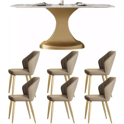 Modern High Quality Rock Slab Dining Table Set
