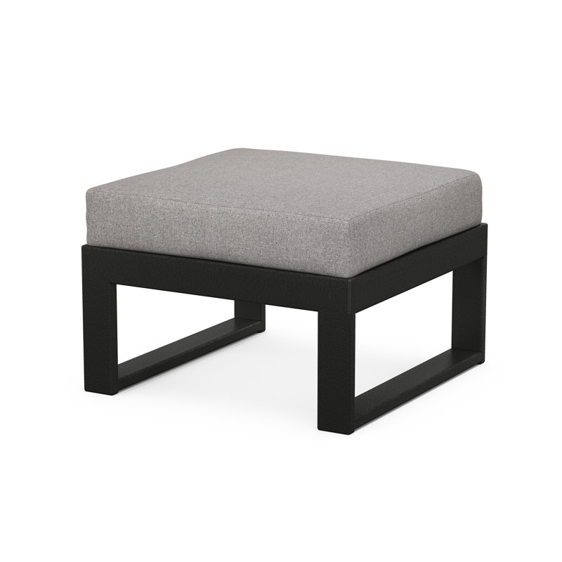 Repose-pieds modulaire d'extérieur avec coussin, Noir, Brume grise