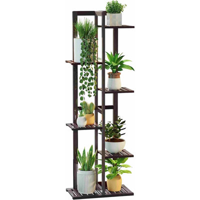 Plant Stand Indoor 6 Tier, Bamboo Plant Shelf Corner Display Rack, 46 Inch Tall Multiple Planter Pot Holder(Espresso) by George Oliver