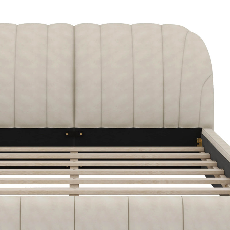 Juwuan Upholstered Panel Headboard Design Bed, Beige