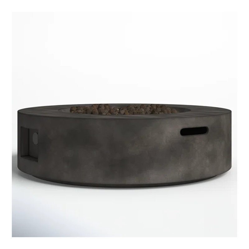 Foyer de table d'extérieur 12 po en béton renforcé de fibres, H 12 po x l 42 po x P 42 po, Noir/gris