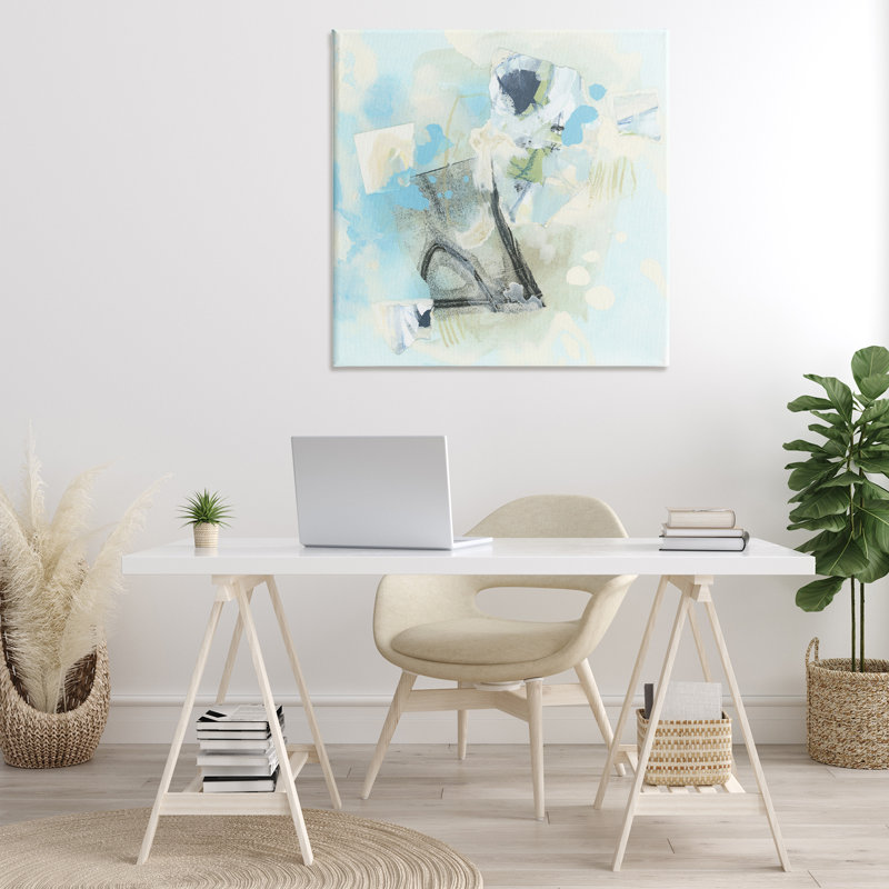 «Blue and Grey Abstract Floater Canvas» par June Erica Vess, H 36 po x l 36 po x P 1,5 po