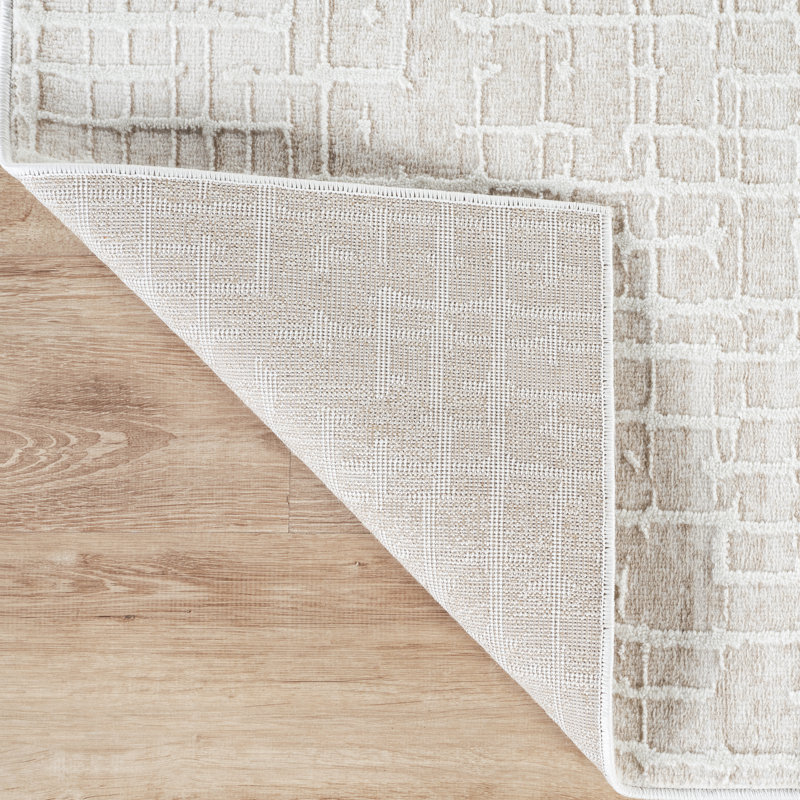 Abani Rugs Verona VER120A Modern Ivory Beige Geometric Textured Grid Pattern Area Rug, Rectangle 7'9" x 10'2"