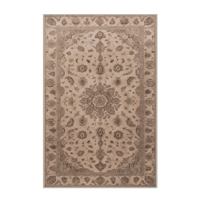 Tapis beige Tabriz lavable à la machine
