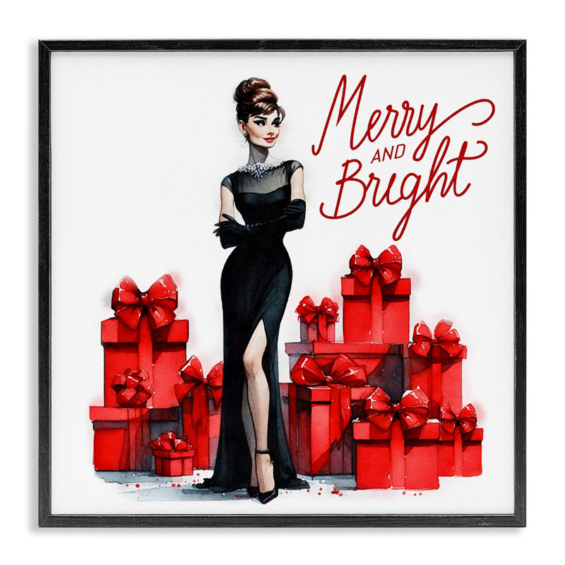 «Glam Merry & Bright», estampe numérique encadrée par Amanda Greenwood, Giclée encadrée noir minuit, H 12 po x l 12 po