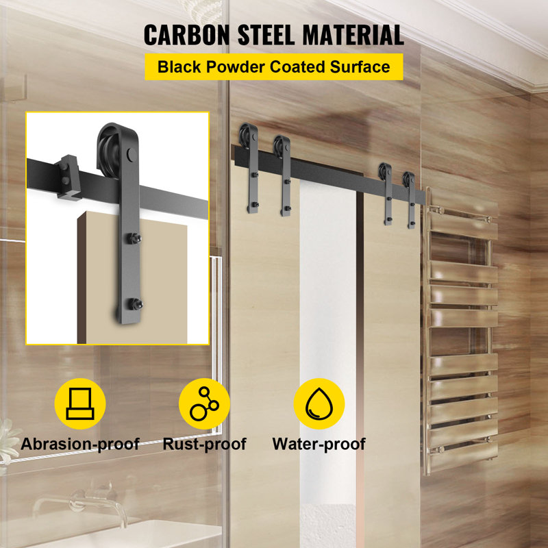 Heavy-Duty Black Steel Sliding Barn Door Hardware Kit