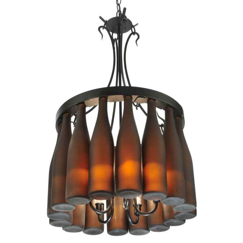 Tuscan Vineyard Black 5-Light Wine Bottle Chandelier