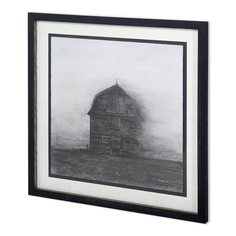 Barn House in Wind I, reproduction d'art encadrée à la main avec passe-partout, Maison de grange dans le vent I