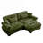 Boneless Over Size Modern Two-Seater Sofa With Ottoman-590428402