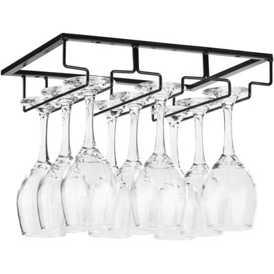Dorelli Wine Glasses Rack Under Cabinet Stemware, Hanger Wire Wine Glass Holder Storage by Prep & Savour