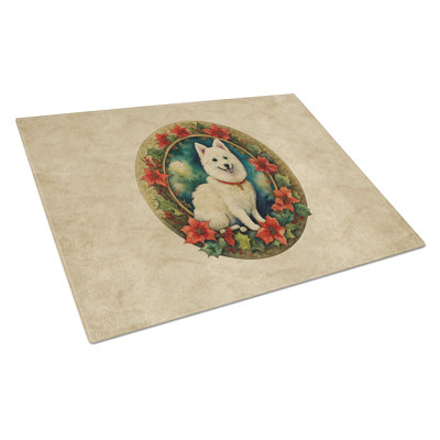 Christmas Flowers Frame Glass Cutting Board