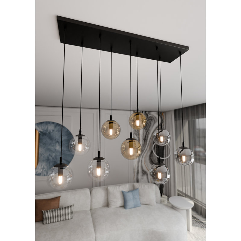 Cadesha 9 - Light Black Cluster Pendant, Graphite/Amber